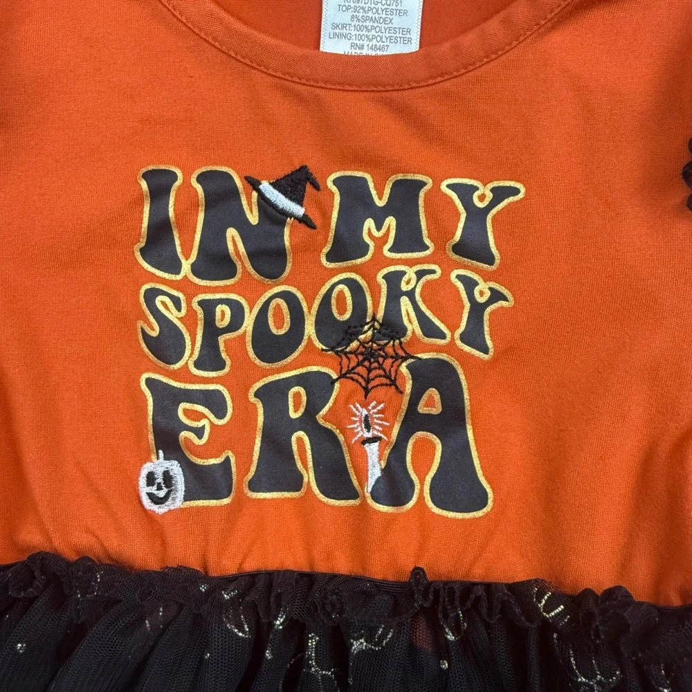 Maddie & Michelle Toddler Girls In My Spooky Era Halloween Tutu Dress Orange 2T